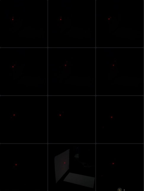 Repeated red optical projection captures from the experiment.